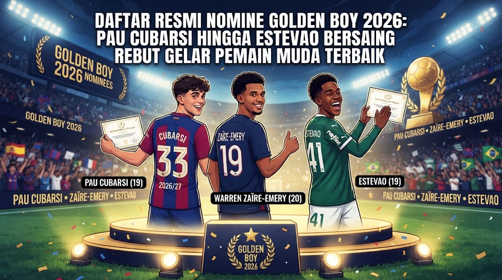 Daftar Resmi Nomine Golden Boy 2026: Pau Cubarsi hingga Estevao Bersaing Rebut Gelar Pemain Muda Terbaik