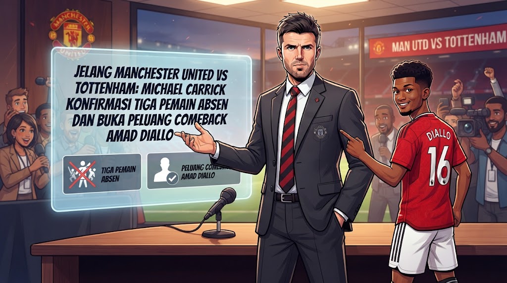Jelang Manchester United vs Tottenham: Michael Carrick Konfirmasi Tiga Pemain Absen dan Buka Peluang Comeback Amad Diallo